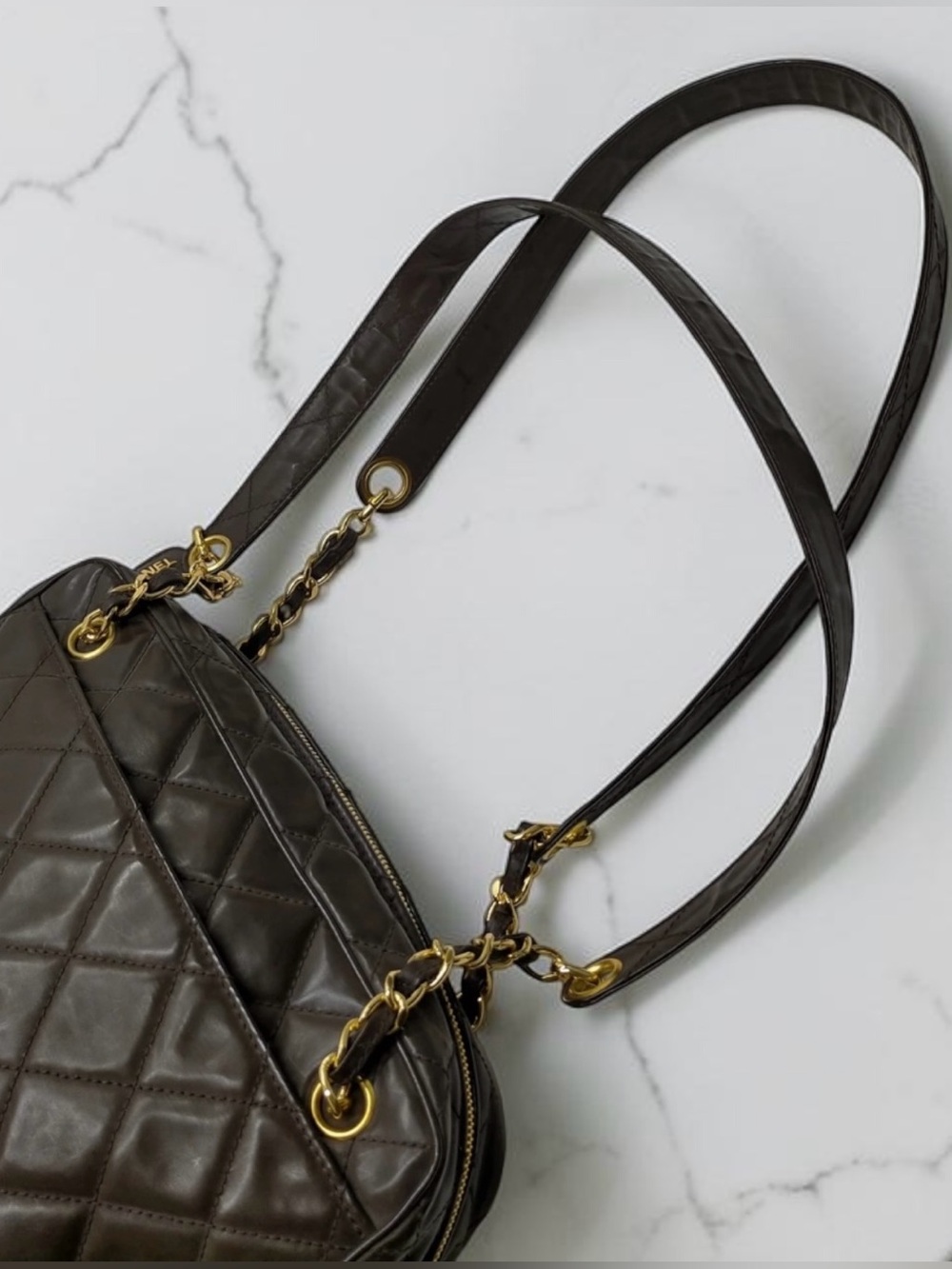 CHANEL Vintage Brown Quilted Lambskin Camera Bag Series 4 - Picture 12 of 16